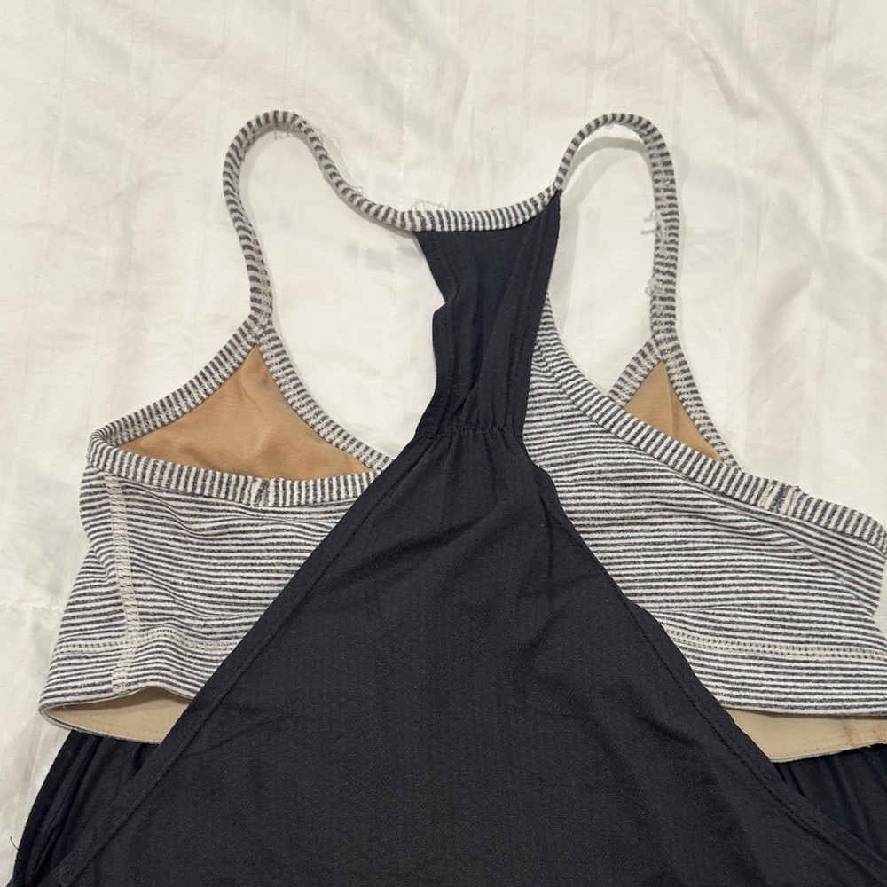 Lululemon Black Racerback Athletic Tank with Striped Support Band